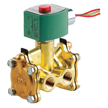 REDHAT 120V AC Brass Solenoid Valve, Normally Open, 3/8 in Pipe Size 8316G016
