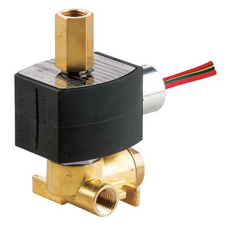 REDHAT 24V DC Brass Quick Exhaust Solenoid Valve, Normally Closed, 1/4 in Pipe Size EF8317G035