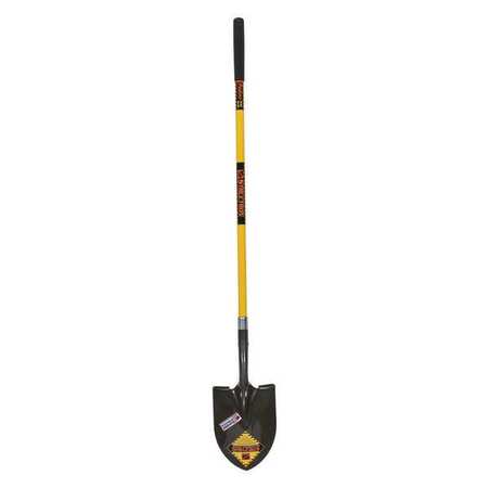 STRUCTRON #2 14 ga Round Point Shovel, Steel Blade, 48 in L Yellow Premium Fiberglass Handle 49599