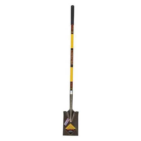 STRUCTRON #2 14 ga Garden Spade Shovel, Steel Blade, 48 in L Yellow Premium Fiberglass Handle 49553