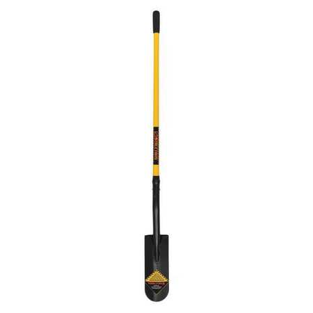 STRUCTRON 14 ga Drain Spade Shovel, Steel Blade, 48 in L Yellow Premium Fiberglass Handle 49566