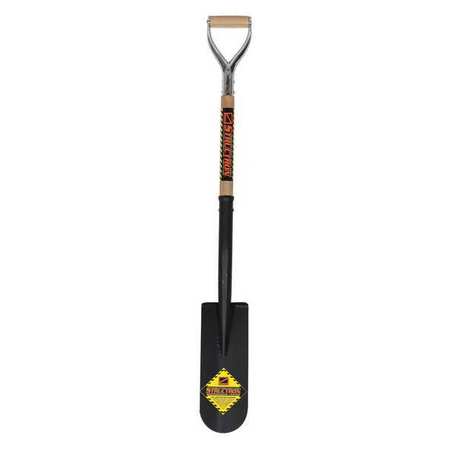 STRUCTRON 14 ga Drain Spade Shovel, Steel Blade, 30 in L Natural Hardwood Handle 49357