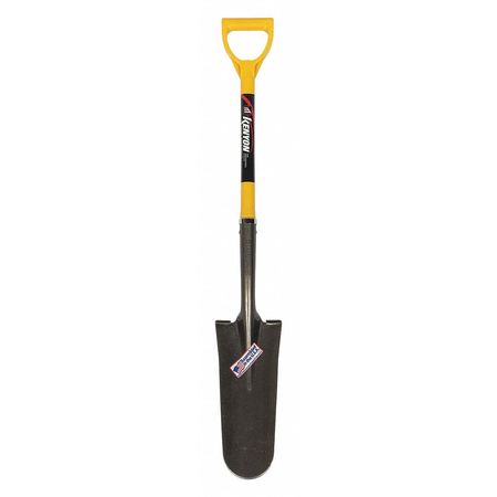 Kenyon 14 ga Drain Spade Shovel, Steel Blade, 28 in L Yellow Polymer with Fiberglass Core Handle 49657