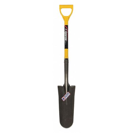 KENYON 14 ga Drain Spade Shovel, Steel Blade, 28 in L Yellow Polymer with Fiberglass Core Handle 49657