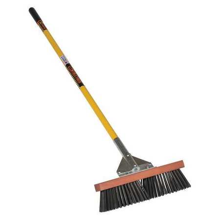 STRUCTRON Round Wire Broom, 16", 60" Yellow Handle 47046