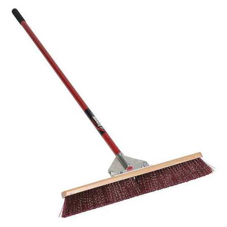 KENYON Stiff Bristle Broom, 24", 60" Red Handle 82624
