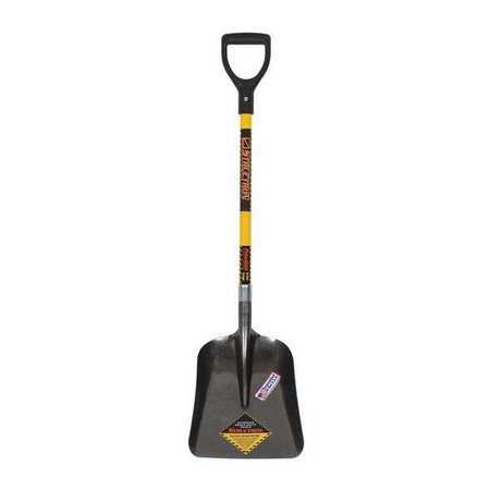 STRUCTRON #2 Scoop Shovel, Steel Blade, 29 in L Yellow Premium Fiberglass Handle 49216