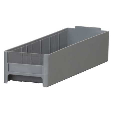 AKRO-MILS 5 lb Shelf Storage Bin, Industrial Grade Polymer, 3-3/16 in W, 2.0625 in H, Gray, 10.5625 in L 20320