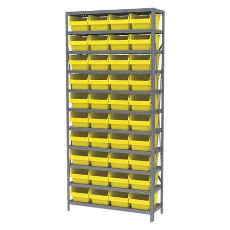 AKRO-MILS Steel Bin Shelving Unit, 11 Shelves, Gray/Red AS1279080R