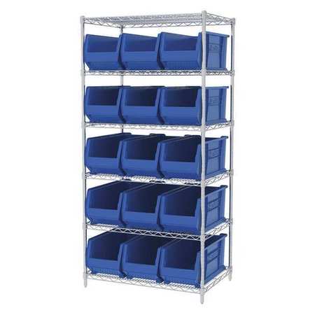 AKRO-MILS Wire Shelving, 8 Shelves, Silver/Red AWS24360284R