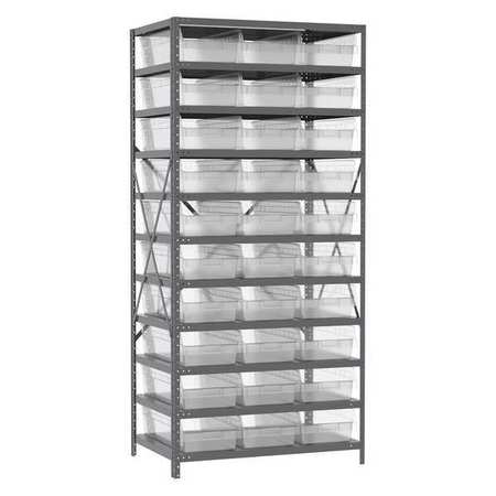 AKRO-MILS Steel Bin Shelving Kit, 11 Shelves, Gray/Red AS2479014R