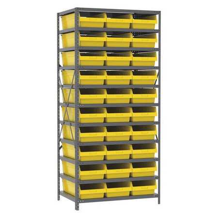 AKRO-MILS Steel Bin Shelving Kit, 11 Shelves, Gray/Clear AS2479014SC