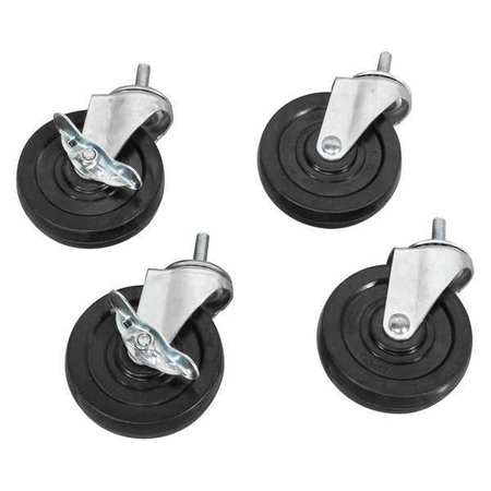 Akro-Mils Swivel Casters 2, W/Brake, 11x9.5x2.5, 4PK AWPCAST4