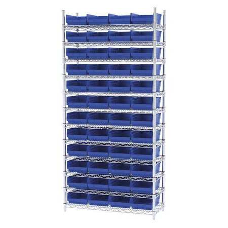 AKRO-MILS Wire Shelving, 12 Shelves, Silver/Blue AWS143630150B
