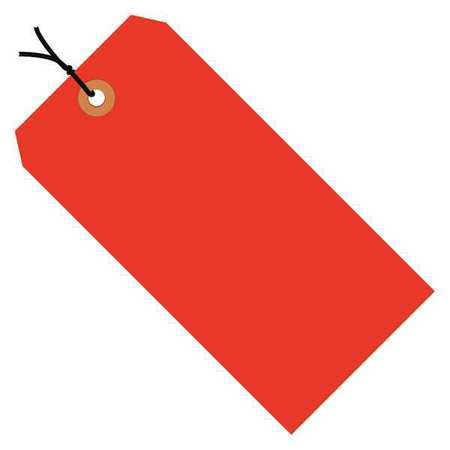 PARTNERS BRAND Shipping Tags, Pre-Strung, 13 Pt., 3 1/4" x 1 5/8", Fluorescent Red, 1000/Case G12022C