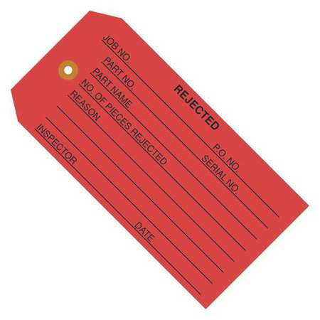 PARTNERS BRAND Inspection Tags, "Rejected", 4 3/4"x2 3/8", Red, PK1000 G20031