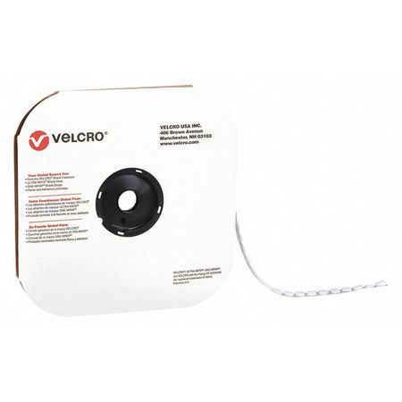 VELCRO BRAND Tape Dots Loop, 1/2", Wh, PK1440, Disc, White, 1440 PK VEL124