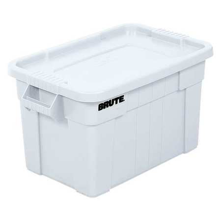 RUBBERMAID COMMERCIAL Storage Tote with Snap Lid, White, Plastic, 18 in W, 15 in H, 20 gal Volume Capacity RUB118