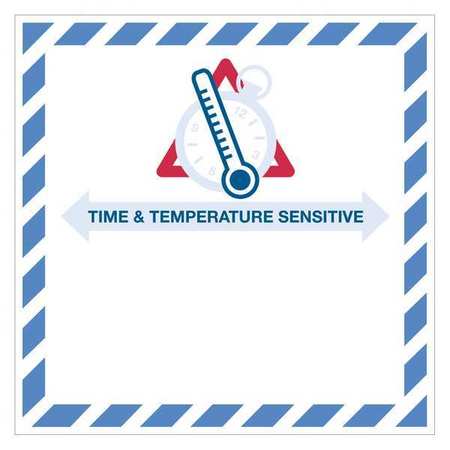 TAPE LOGIC Tape Logic® Labels, "Time And Temperature Sensitive", 4 1/4" x 4 1/4", Red/White/Blue, 500/Roll DL1394