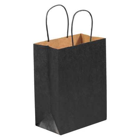 PARTNERS BRAND Tinted Shopping Bags, 8" x 4 1/2" x 10 1/4", Black, 250/Case BGS103BL