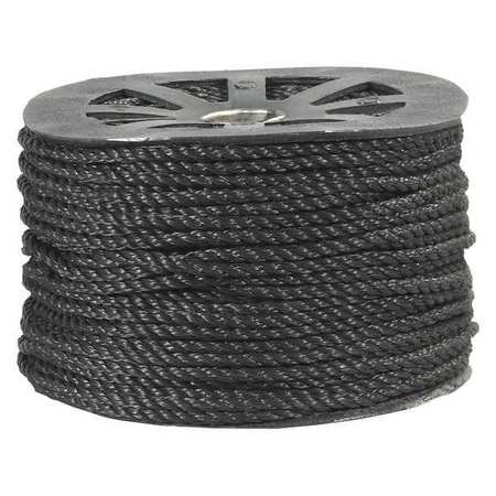 PARTNERS BRAND Twisted Polypropylene Rope, 3/8", 2,450 lb, Black, 600'/Case TWR106