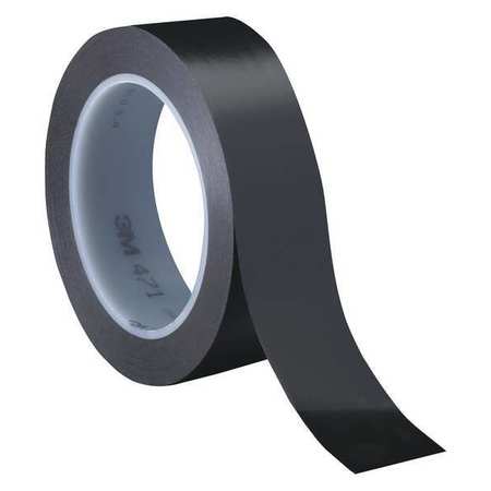 3M Vinyl Tape, 5.2 Mil, 1"x36 yds., Black, PK3 T9654713PKB