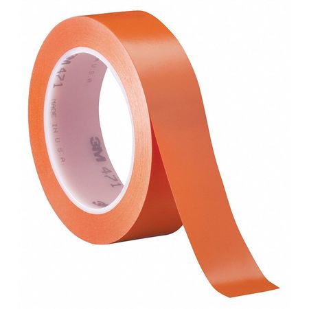 3M Vinyl Tape, 5.2 Mil, 1"x36 yds., Orange, PK3 T9654713PKO