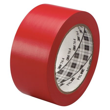 3M Vinyl Tape, 5.0 Mil, 2"x36 yds., Red, PK6 T967764R6PK