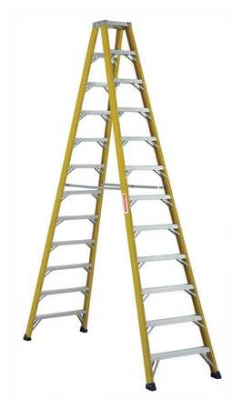 WESTWARD 12 ft Fiberglass Twin Stepladder, 375 lb Capacity 44YY24