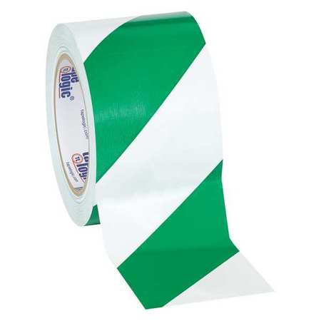 PARTNERS BRAND Tape Logic® Striped Vinyl Tape, 7.0 Mil, 3" x 36 yds., Green/white, 3/Case T93363PKGW