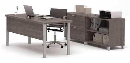 Bestar Executive Desk, 29-1/2" D, 71-7/64" W, 29-29/32" H, Bark Gray, Melamine 120875-47