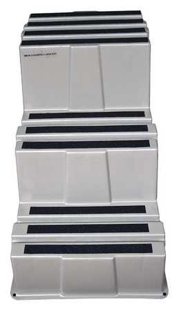 Zoro Select 3 Steps, Plastic Step Stand, 500 lb. Load Capacity, Gray 44ZJ59