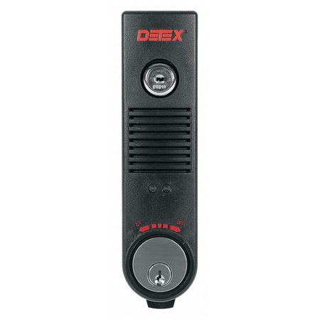 DETEX Exit Door Alarm, 9V Battery, Mortise, 100dB EAX-500W BLACK W-CYL