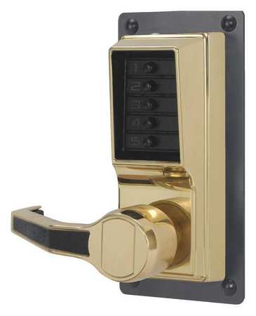 KABA SIMPLEX Push Button Lockset, Bright Brass, Lever LLP1010-03-41