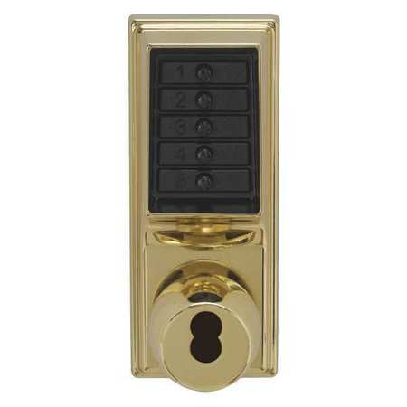 KABA SIMPLEX Push Button Lockset, Bright Brass, Knob 1021B-03-41