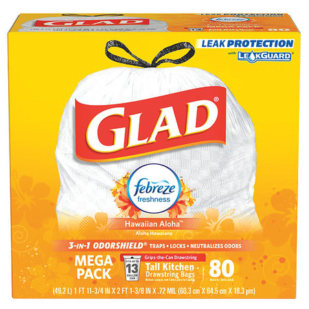 Glad 13 gal. Trash Bag, Extra Heavy, 0.95 mil, White, 80 PK 78901
