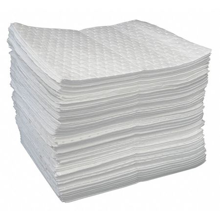 Oil-Dri Absorbent Pad, 15 in x 19 in, Oil-Based Liquids, White, Polypropylene L90811