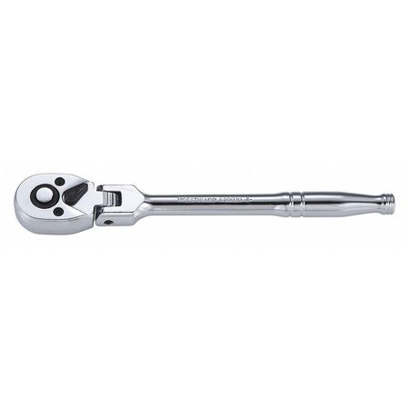 Westward 1/4" Drive 72 Geared Teeth Pear Head Style Hand Ratchet, 7-1/4" L, Chrome Finish 440G10