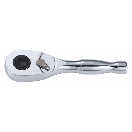 WESTWARD 3/8" Drive 84 Geared Teeth Pear Head Style Hand Ratchet, 4-3/4" L, Chrome Finish 440G12