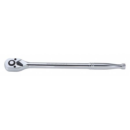 WESTWARD 3/8" Drive 72 Geared Teeth Pear Head Style Hand Ratchet, 11-1/4" L, Chrome Finish 440G13