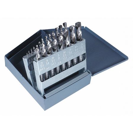 Cleveland 21PC NAS907 Type C Heavy-Duty Screw Machine Dril Set Cleveland 2330 Bright HSS RHS/RHC 1/16-3/8x1/64 C70369