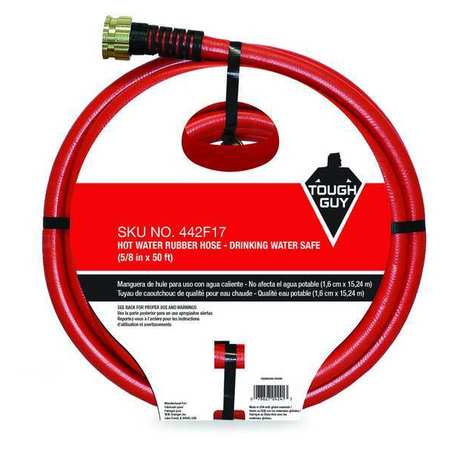 Zoro Select Water Hose, Inside Dia. 5/8", L 50 ft., GHT 442F17