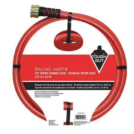 Zoro Select Water Hose, Inside Dia. 3/4", L 50 ft., GHT 442F18