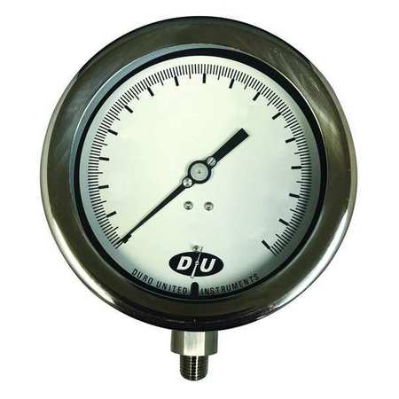 DURO Pressure Gauge, 0 to 30 psi, 1/4 in MNPT, Silver 4.2070313E7