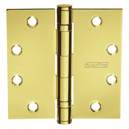 Mckinney 1 3/4 in W x 4" H Bright Brass Door and Butt Hinge 4�x4� MPB79 3