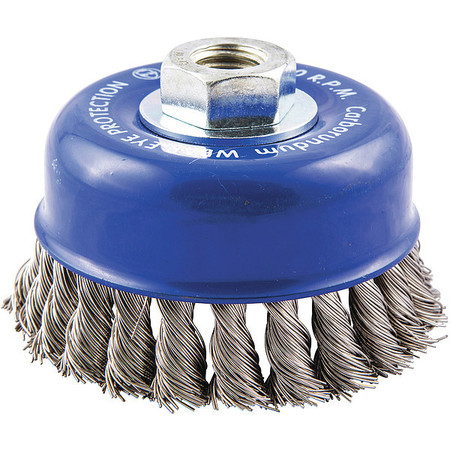 ZORO SELECT Cup Brush, Wire 0.020" dia., SS, Max. RPM: 9, 000 RPM 66254442954