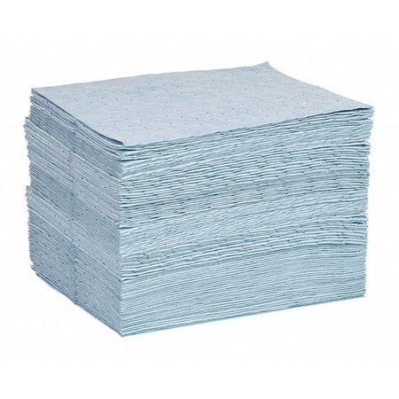 SPILLTECH Absorbent Pad, 26 gal, 15 in x 19 in, Oil-Based Liquids, Blue, Polypropylene BPF100H