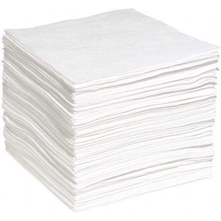 Spilltech Absorbent Pad, 35 gal, 15 in x 19 in, Oil-Based Liquids, White, Polypropylene WP200S