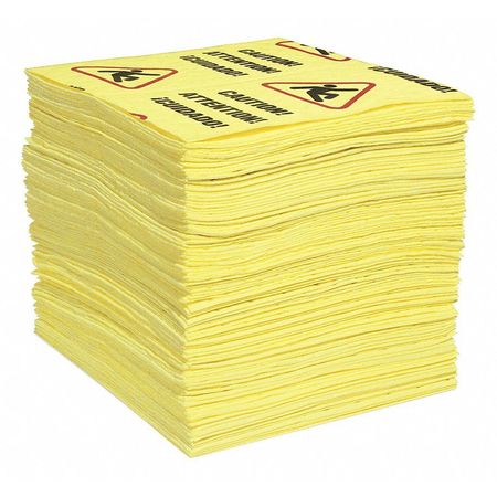 SPILLTECH Absorbent Pad, 29 gal, 15 in x 19 in, Universal, Yellow, Polypropylene YPZ100H-BX