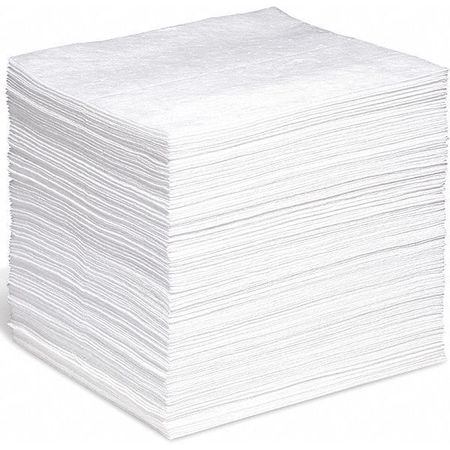 Spilltech Absorbent Pad, 15 in W x 18 in L, Absorbs 35 gal. Per Pkg, Oil-Only, White, Poly Bag, 200 Pack WP-S